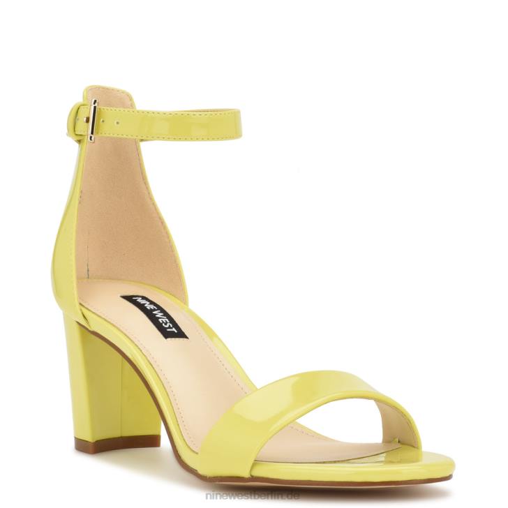 Nine West RR2J181Pruce-Sandalen mit Blockabsatz und Knöchelriemen Kalkpatent