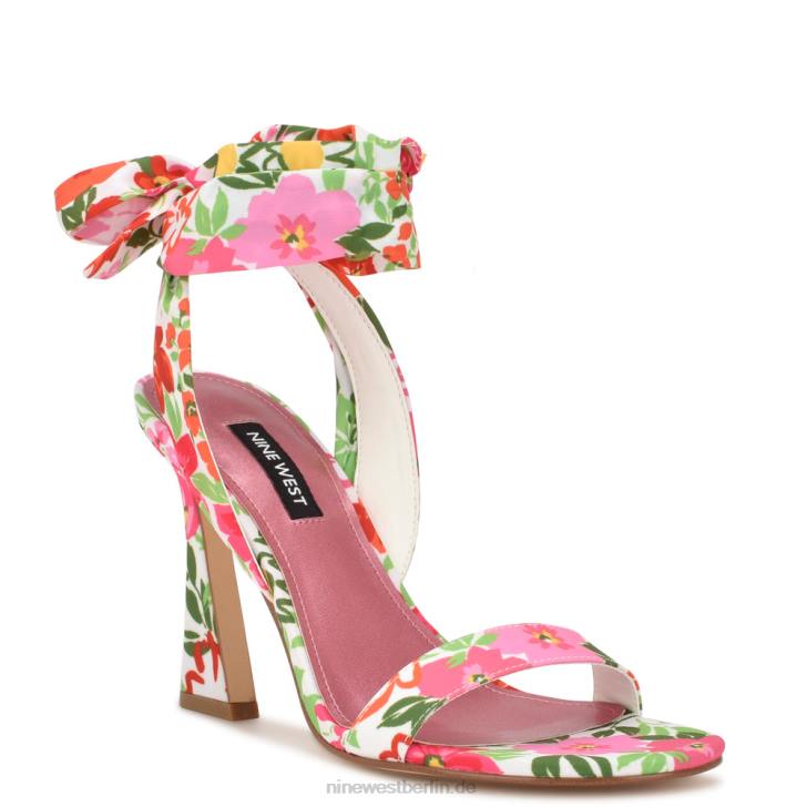 Nine West RR2J183Kelsie Knöchelwickel-Sandalen mit Absatz Rosa Multi-Garten-Blumen