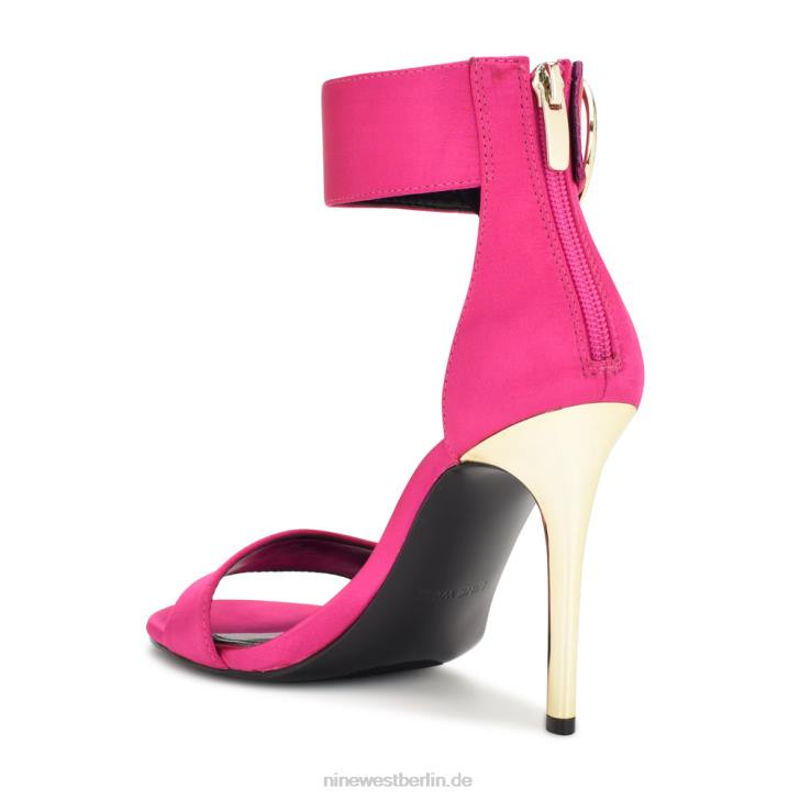Nine West RR2J1844Mova-Sandalen mit Knöchelriemen und Absatz rosa satinierter Kristall
