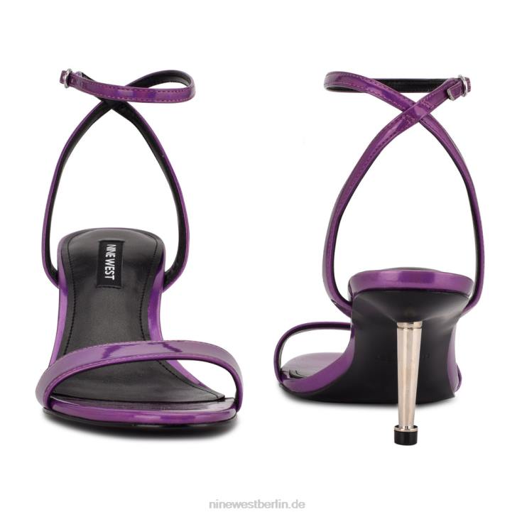 Nine West RR2J1865Anny-Sandalen mit Knöchelriemen und Absatz Lila Spiegelmetallic