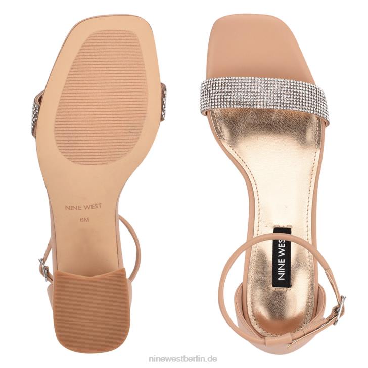 Nine West RR2J1899Gretal-Sandalen mit Knöchelriemen und Blockabsatz nackter Kristall