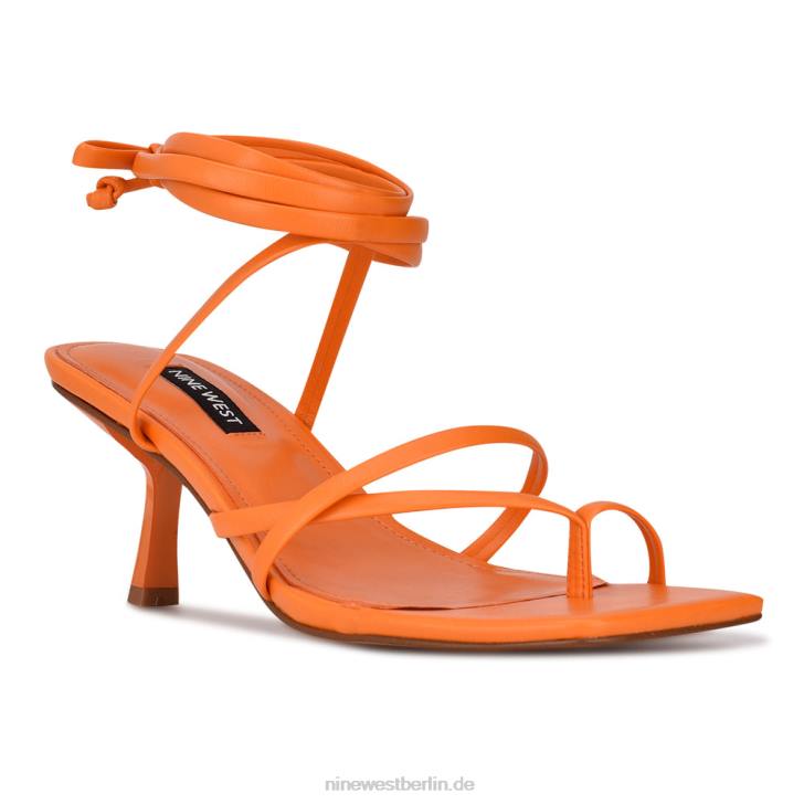 Nine West RR2J1980Pina-Sandalen mit Knöchelwickel und Absatz leuchtendes Orange