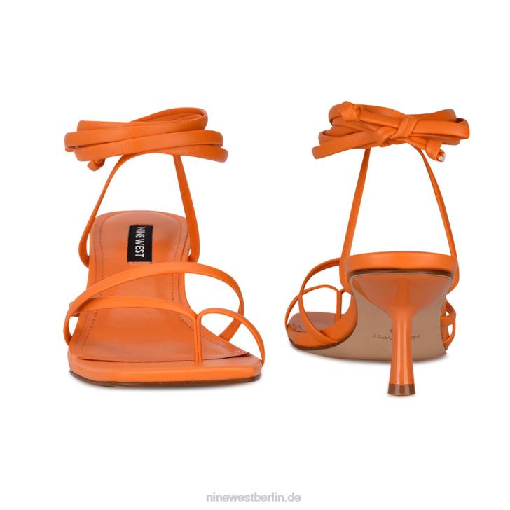 Nine West RR2J1980Pina-Sandalen mit Knöchelwickel und Absatz leuchtendes Orange