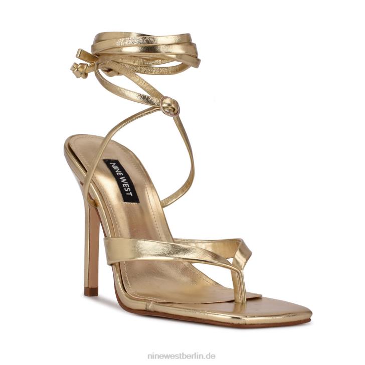 Nine West RR2J1995Terrie-Sandalen mit Knöchelwickel und Absatz Platin