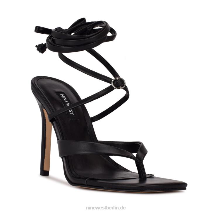 Nine West RR2J1997Terrie-Sandalen mit Knöchelwickel und Absatz Schwarz
