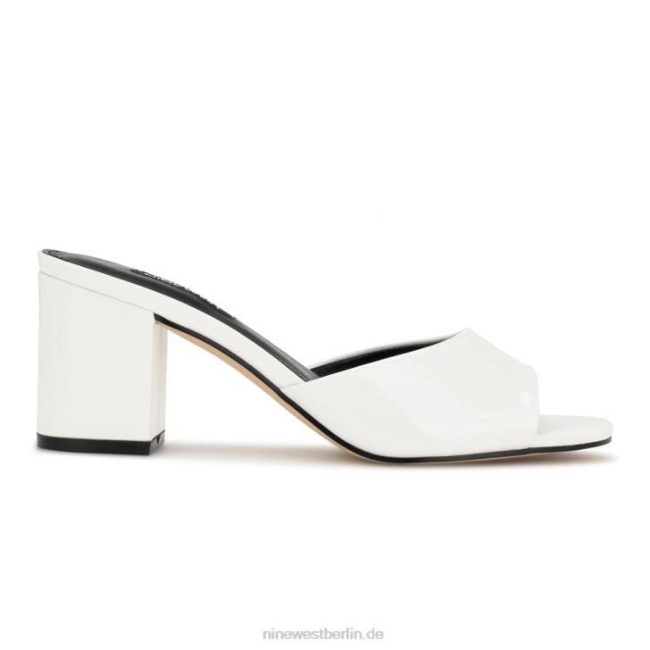 Nine West RR2J201Sandalen mit Ferris-Blockabsatz weißes Lackleder