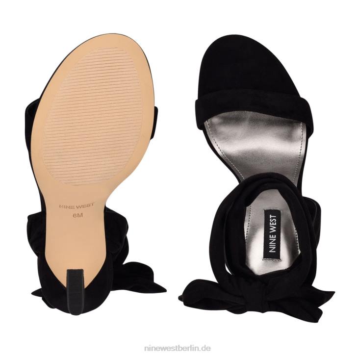 Nine West RR2J2038Kelsie Knöchelwickel-Sandalen mit Absatz schwarzes Wildleder