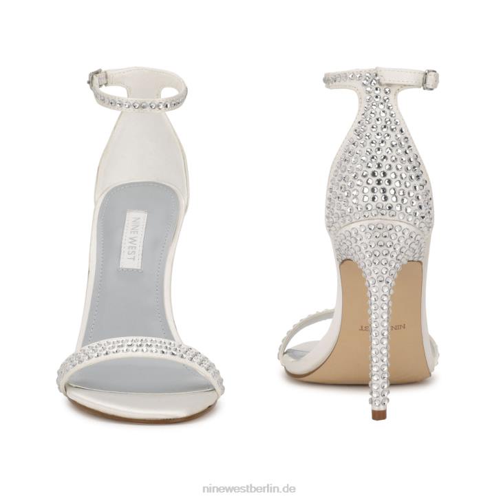 Nine West RR2J2073Toria-Sandalen mit Knöchelriemen weißer Satin