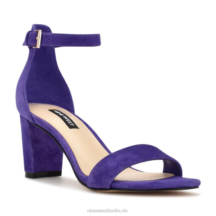Nine West RR2J2156Pruce-Sandalen mit Blockabsatz und Knöchelriemen lila Wildleder