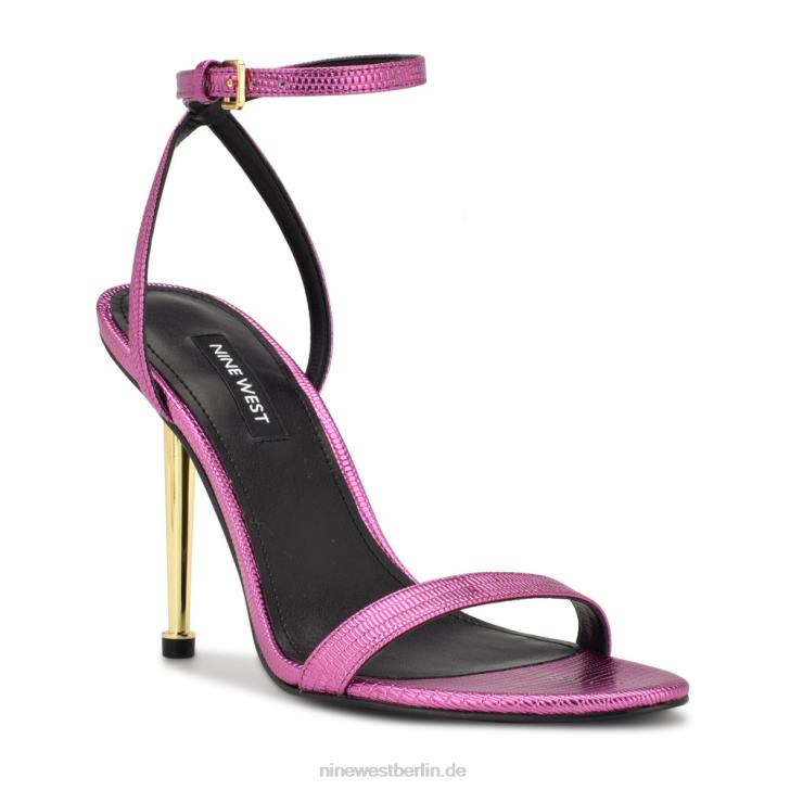Nine West RR2J230Reina-Sandalen mit Knöchelriemen Magenta-Metallic-Eidechsendruck