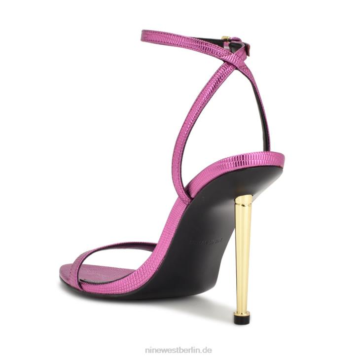 Nine West RR2J230Reina-Sandalen mit Knöchelriemen Magenta-Metallic-Eidechsendruck