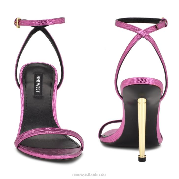 Nine West RR2J230Reina-Sandalen mit Knöchelriemen Magenta-Metallic-Eidechsendruck