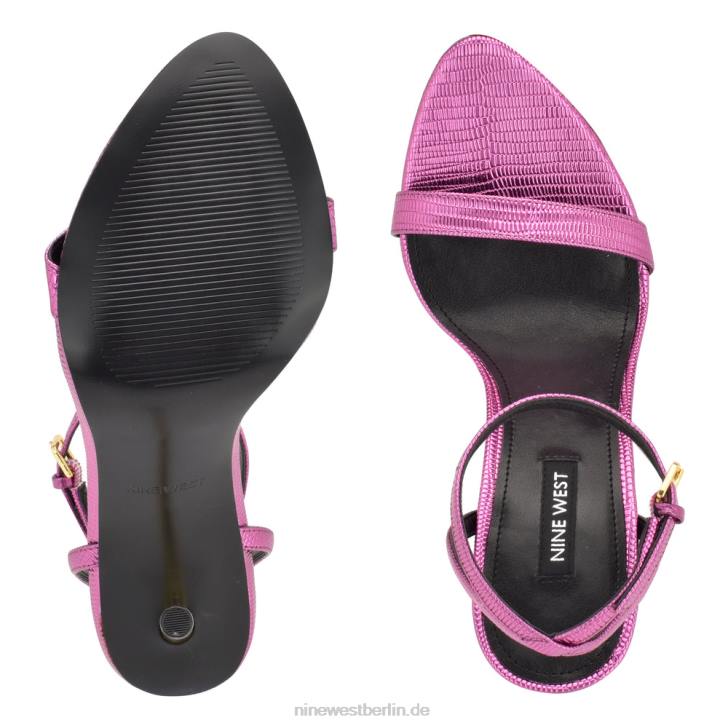 Nine West RR2J230Reina-Sandalen mit Knöchelriemen Magenta-Metallic-Eidechsendruck