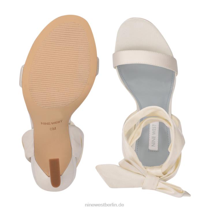 Nine West RR2J232Kelsie Knöchelwickel-Sandalen mit Absatz weißer Satin