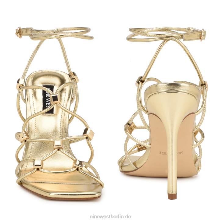 Nine West RR2J252Tenor-Sandalen mit Knöchelwickel und Absatz Platin