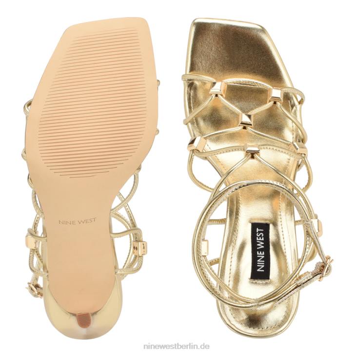 Nine West RR2J252Tenor-Sandalen mit Knöchelwickel und Absatz Platin