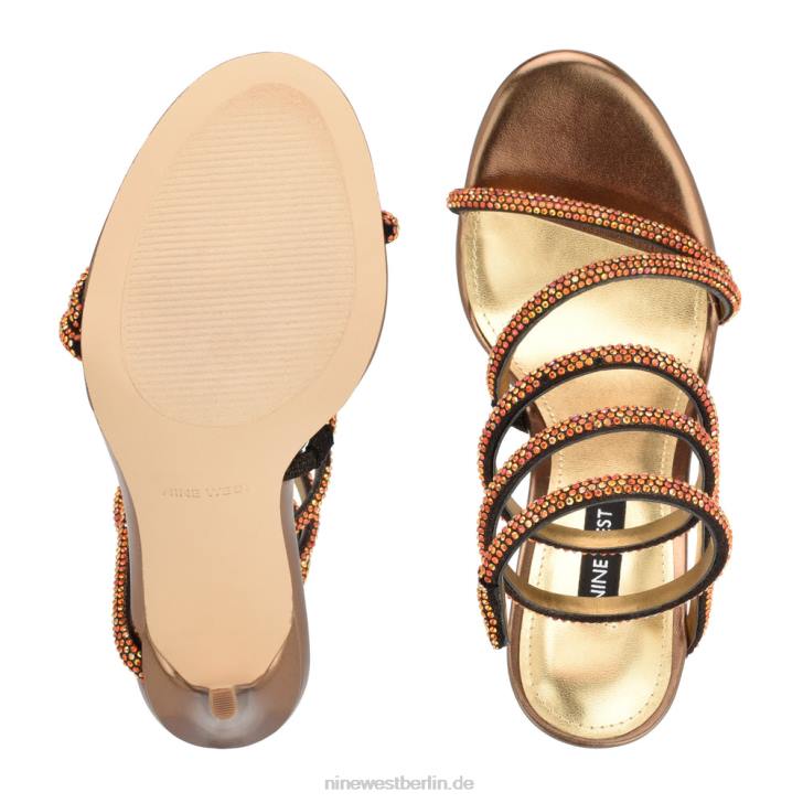 Nine West RR2J291Maskil-Sandalen mit Knöchelwickel und Absatz dunkelgoldschimmerndes Wildleder