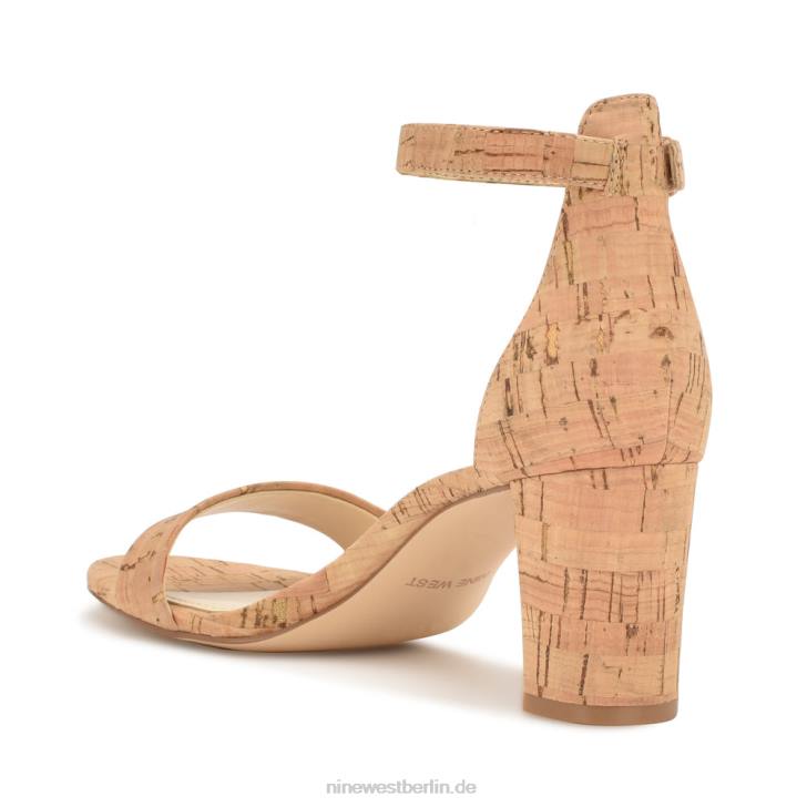 Nine West RR2J334Pruce-Sandalen mit Blockabsatz und Knöchelriemen Naturkork