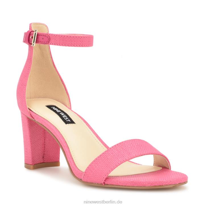 Nine West RR2J335Pruce-Sandalen mit Blockabsatz und Knöchelriemen rosa Bast
