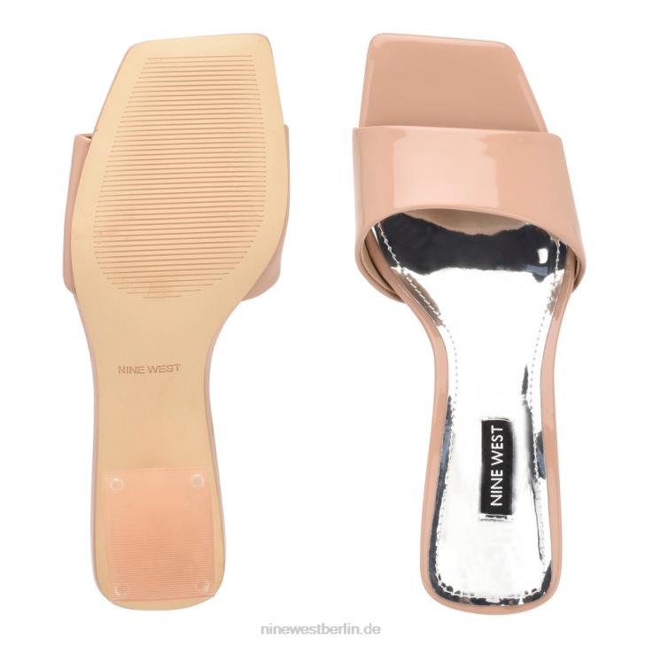 Nine West RR2J337Slide-Sandalen aus Eichenholz mit Absatz kaum nacktes Patent