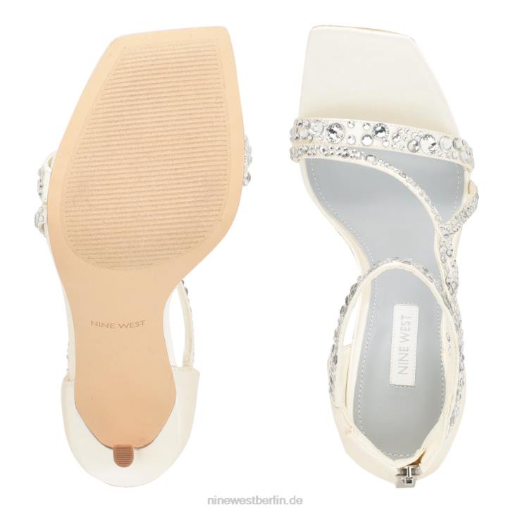 Nine West RR2J364Sandalen mit hohem Absatz Elfenbeinfarbener Satinkristall