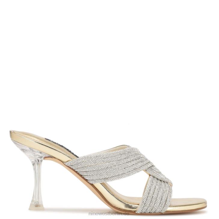 Nine West RR2J373Tanzende Slide-Sandalen mit Absatz Goldkristall