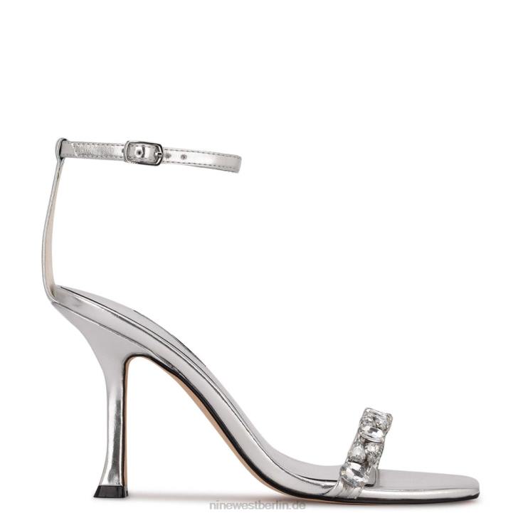 Nine West RR2J375Yazmin-Knöchelriemen-Kleidersandalen Silbermetallic