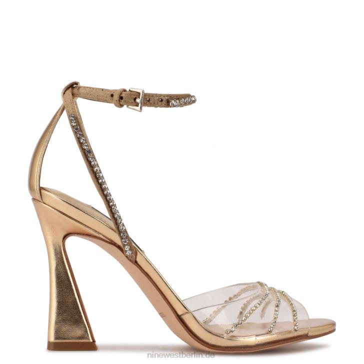 Nine West RR2J403Klassische Sandalen mit Absatz Gold/klarer Kristall