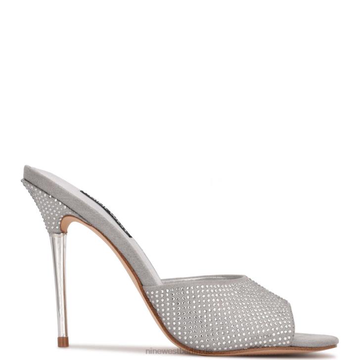 Nine West RR2J405Slide-Sandalen mit Divas-Absatz grau schimmerndes Wildleder