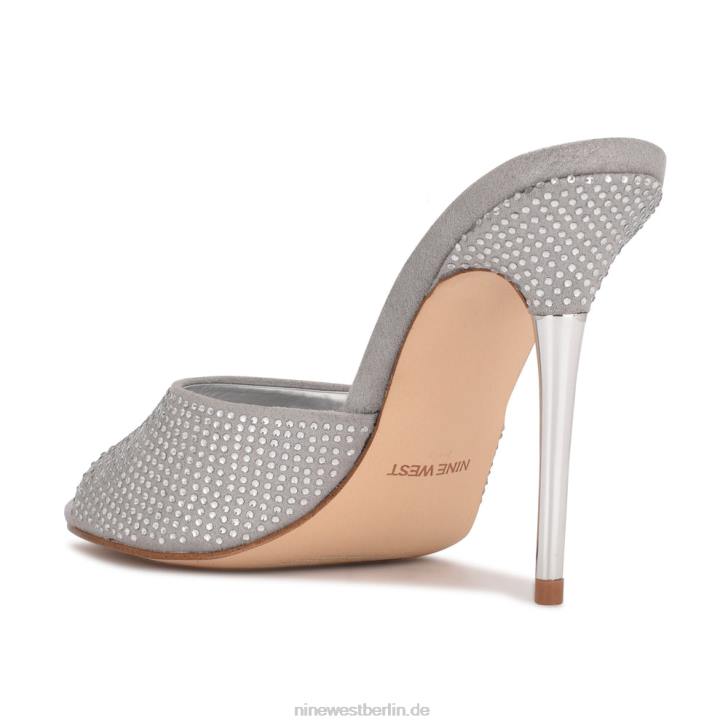 Nine West RR2J405Slide-Sandalen mit Divas-Absatz grau schimmerndes Wildleder