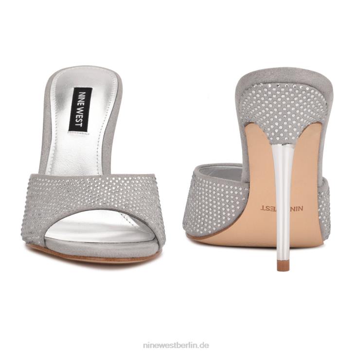 Nine West RR2J405Slide-Sandalen mit Divas-Absatz grau schimmerndes Wildleder