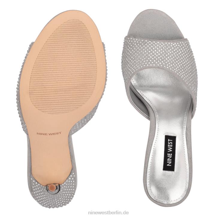 Nine West RR2J405Slide-Sandalen mit Divas-Absatz grau schimmerndes Wildleder