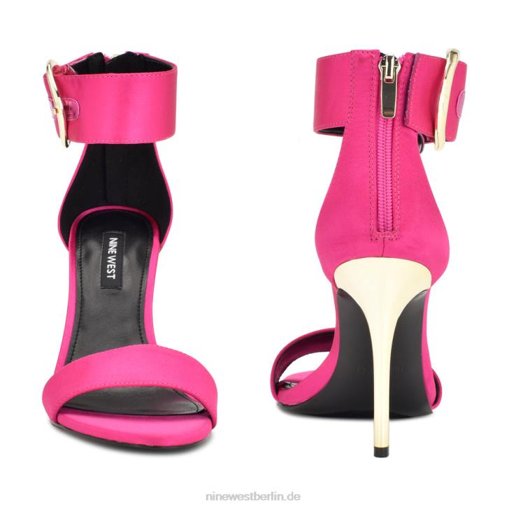 Nine West RR2J440Mova-Sandalen mit Knöchelriemen und Absatz rosa satinierter Kristall