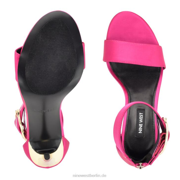 Nine West RR2J440Mova-Sandalen mit Knöchelriemen und Absatz rosa satinierter Kristall