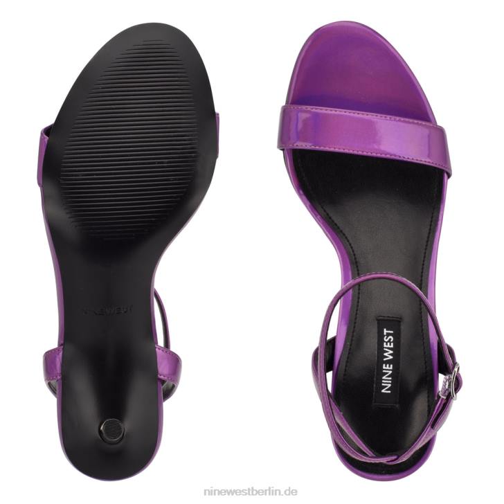Nine West RR2J457Anny-Sandalen mit Knöchelriemen und Absatz Lila Spiegelmetallic