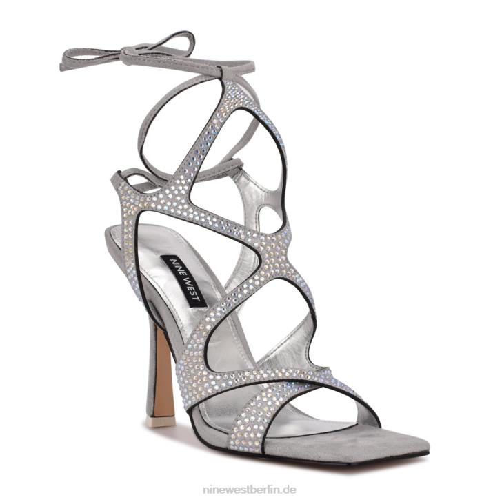 Nine West RR2J487Alanah-Sandalen mit Knöchelwickel und Absatz Weiss