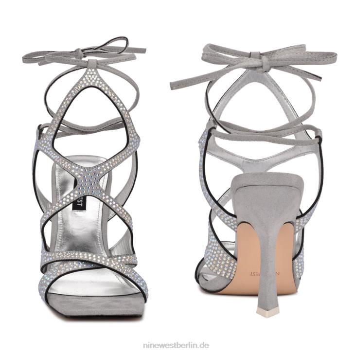 Nine West RR2J487Alanah-Sandalen mit Knöchelwickel und Absatz Weiss
