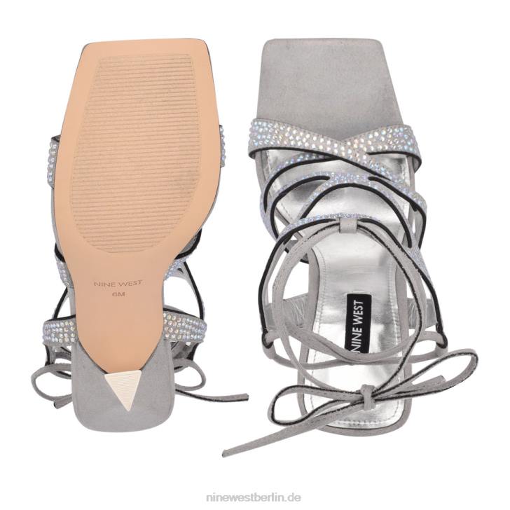 Nine West RR2J487Alanah-Sandalen mit Knöchelwickel und Absatz Weiss