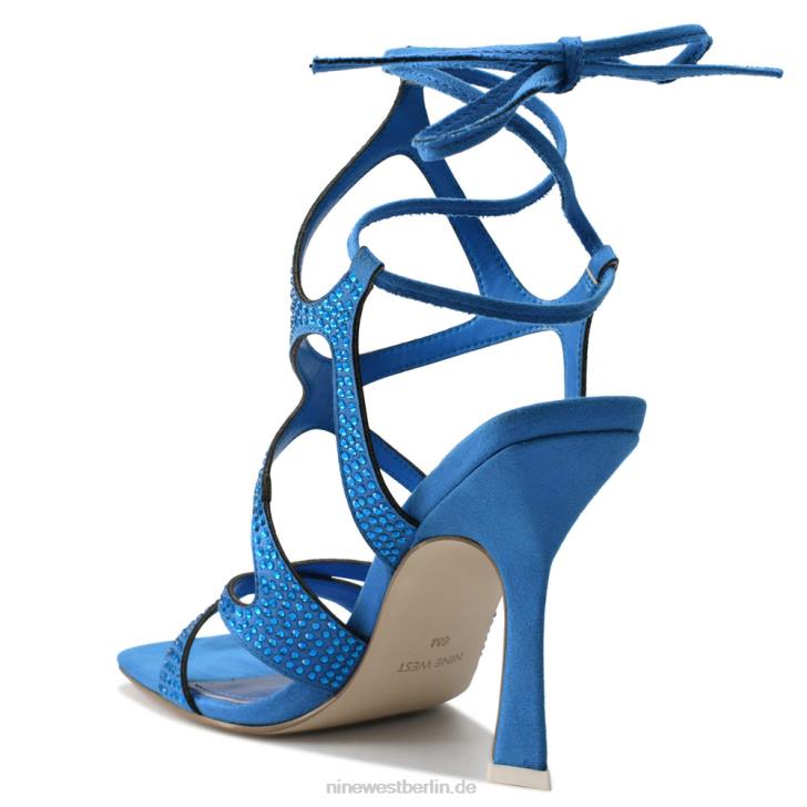 Nine West RR2J488Alanah-Sandalen mit Knöchelwickel und Absatz Blau