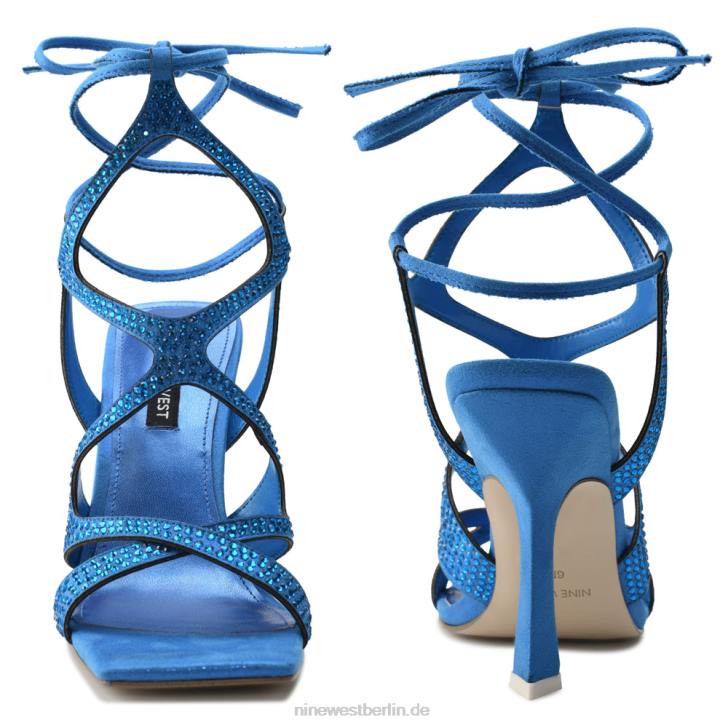 Nine West RR2J488Alanah-Sandalen mit Knöchelwickel und Absatz Blau