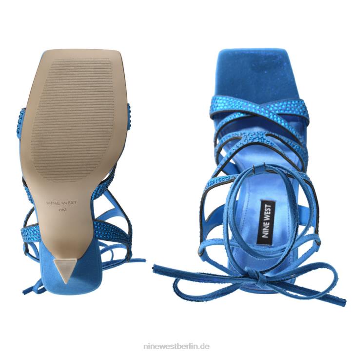 Nine West RR2J488Alanah-Sandalen mit Knöchelwickel und Absatz Blau