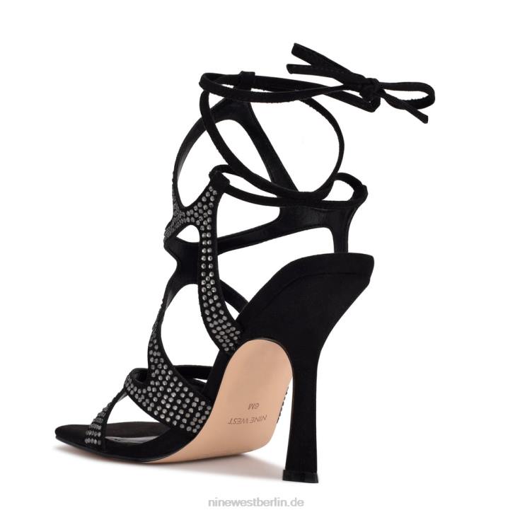 Nine West RR2J489Alanah-Sandalen mit Knöchelwickel und Absatz Schwarz