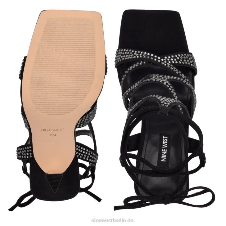 Nine West RR2J489Alanah-Sandalen mit Knöchelwickel und Absatz Schwarz