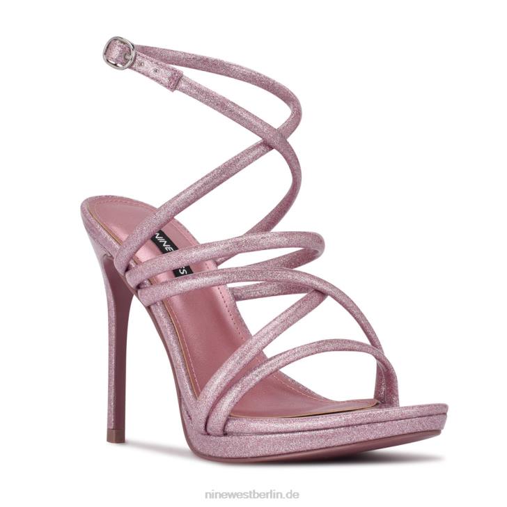 Nine West RR2J543Lexy-Sandalen mit Knöchelriemen und Absatz rosa Glitzer