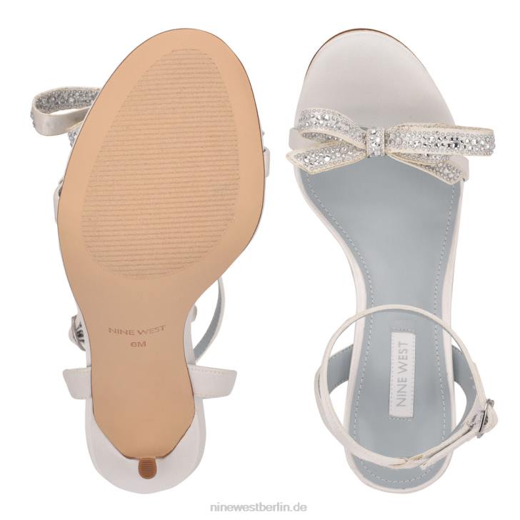 Nine West RR2J558Heiraten Sie Sandalen mit Schleifenabsatz weißer Satin