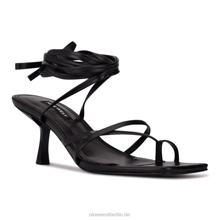 Nine West RR2J570Pina-Sandalen mit Knöchelwickel und Absatz Schwarz