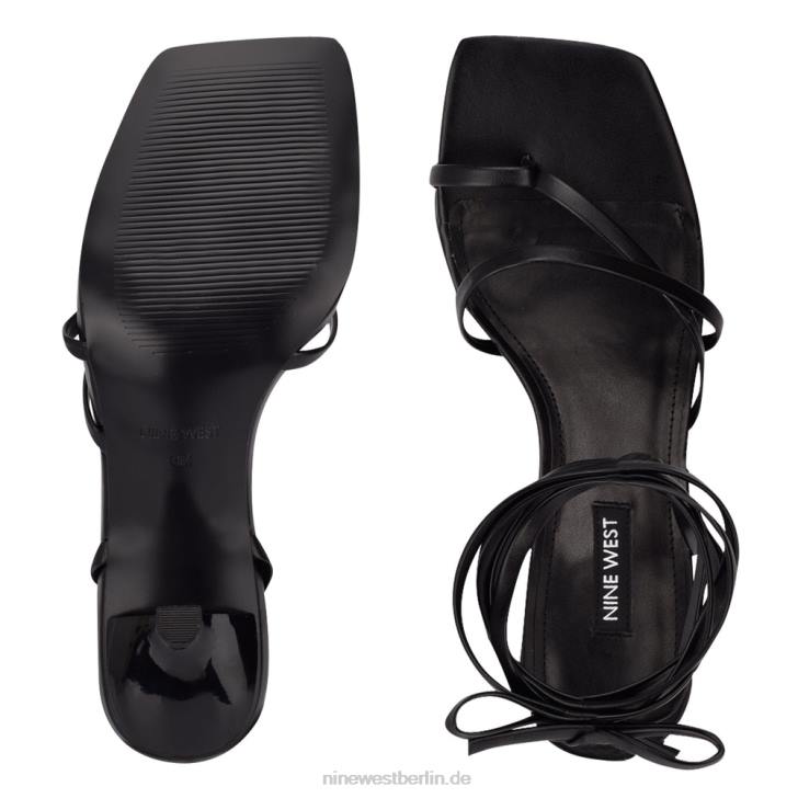 Nine West RR2J570Pina-Sandalen mit Knöchelwickel und Absatz Schwarz
