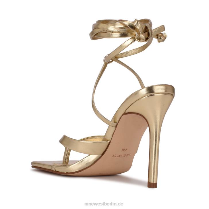 Nine West RR2J583Terrie-Sandalen mit Knöchelwickel und Absatz Platin