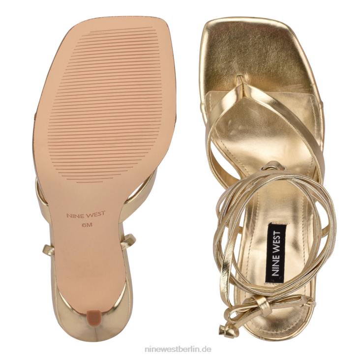 Nine West RR2J583Terrie-Sandalen mit Knöchelwickel und Absatz Platin
