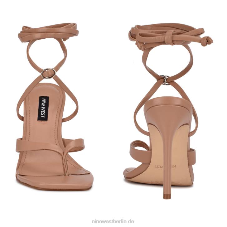 Nine West RR2J584Terrie-Sandalen mit Knöchelwickel und Absatz nackt